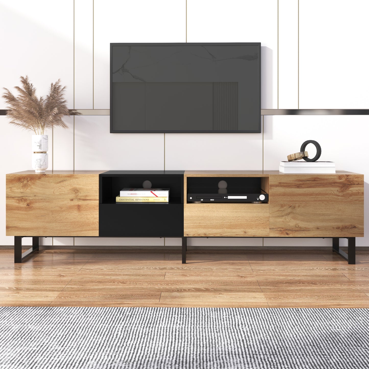 Sleek Media Console with Drop-Down Door and Ample Storage