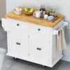 Versatile White Kitchen Island Cart with Storage & Locking Wheels