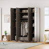 Stylish Gray Four-Door Wardrobe with Drawer and Cabinet