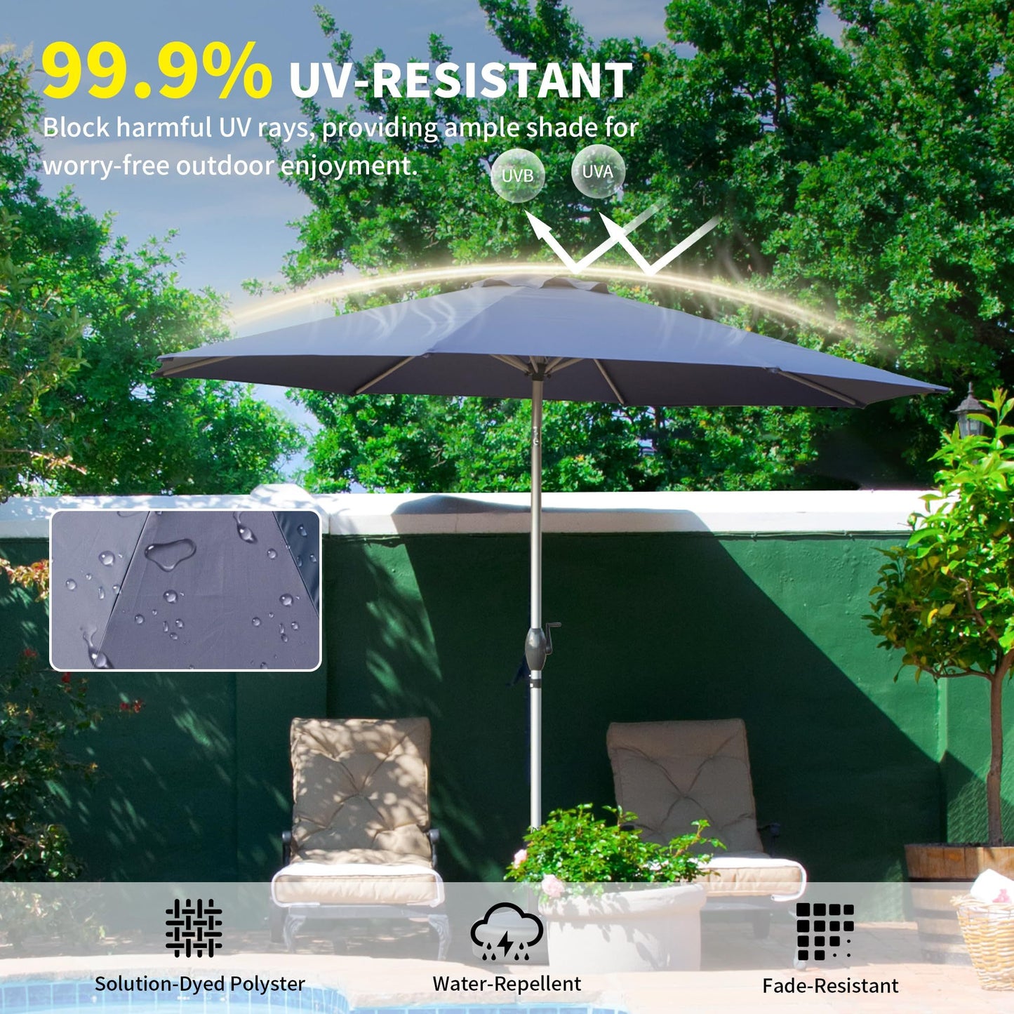 Navy Blue Patio Umbrella with Tilt & Crank – Perfect Sun Shade for Your Outdoor Oasis!