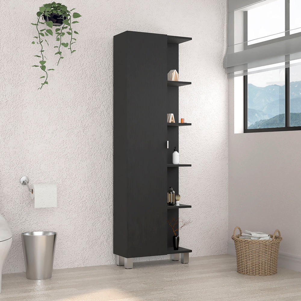 Stylish Black Linen Cabinet with Ample Storage