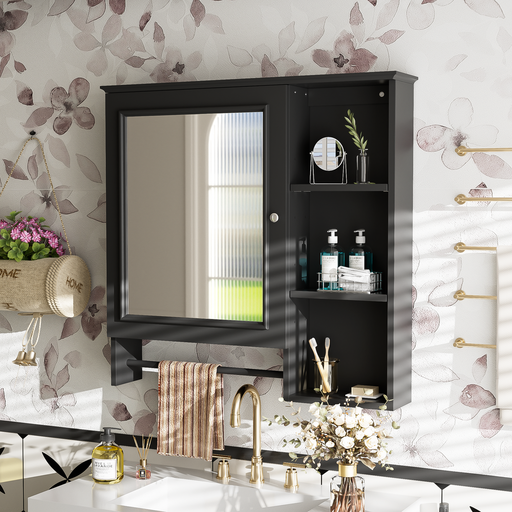 Stylish Wall-Mount Bathroom Cabinet with Mirror & Adjustable Shelves