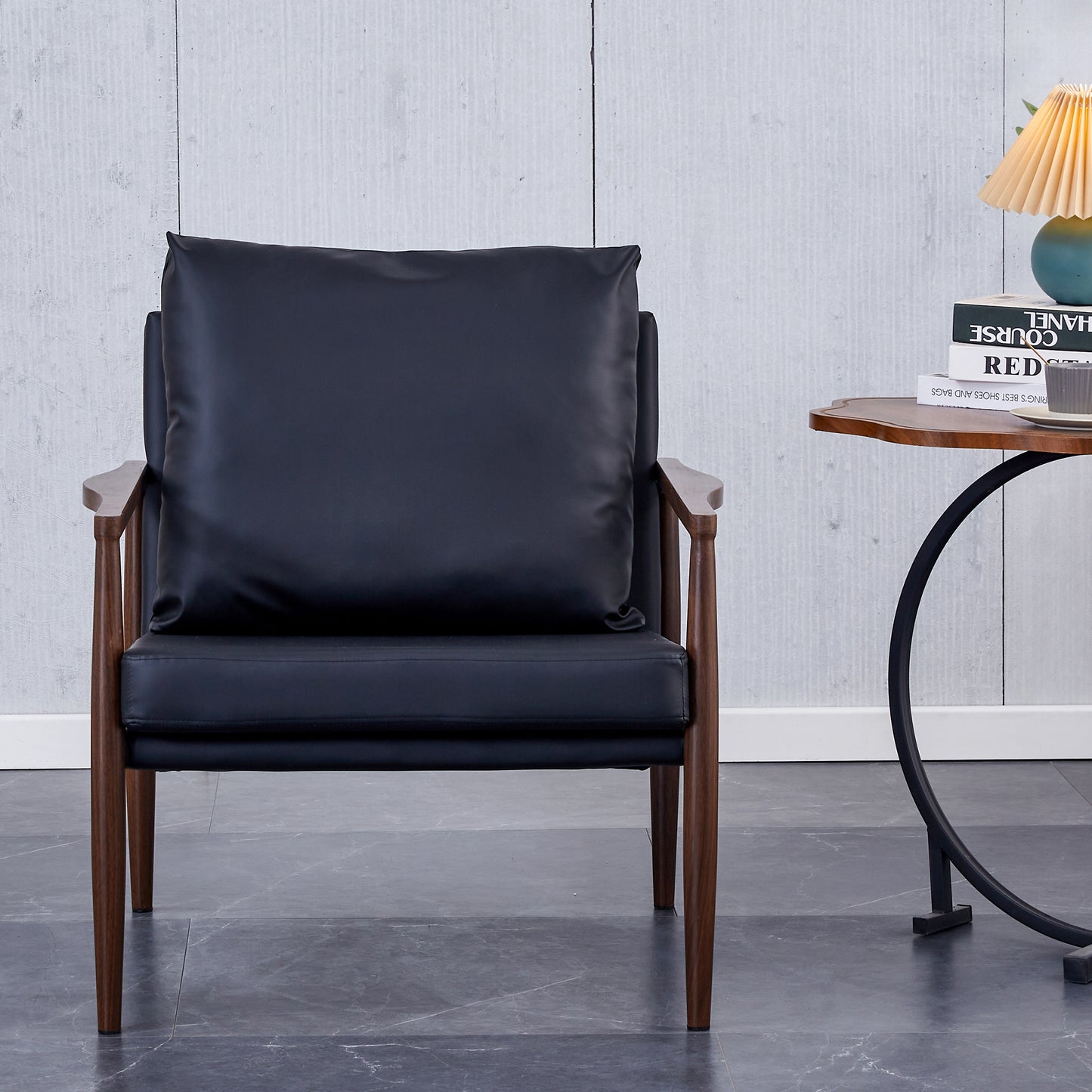 Chic Black Leather Accent Chair