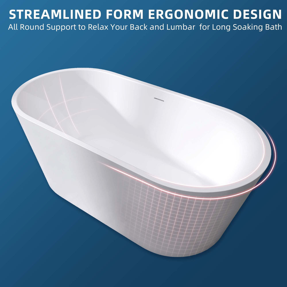 Classic Oval Freestanding Soaking Tub - Luxurious White Design