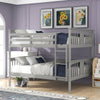 Cozy Gray Full Over Full Bunk Bed with Ladder