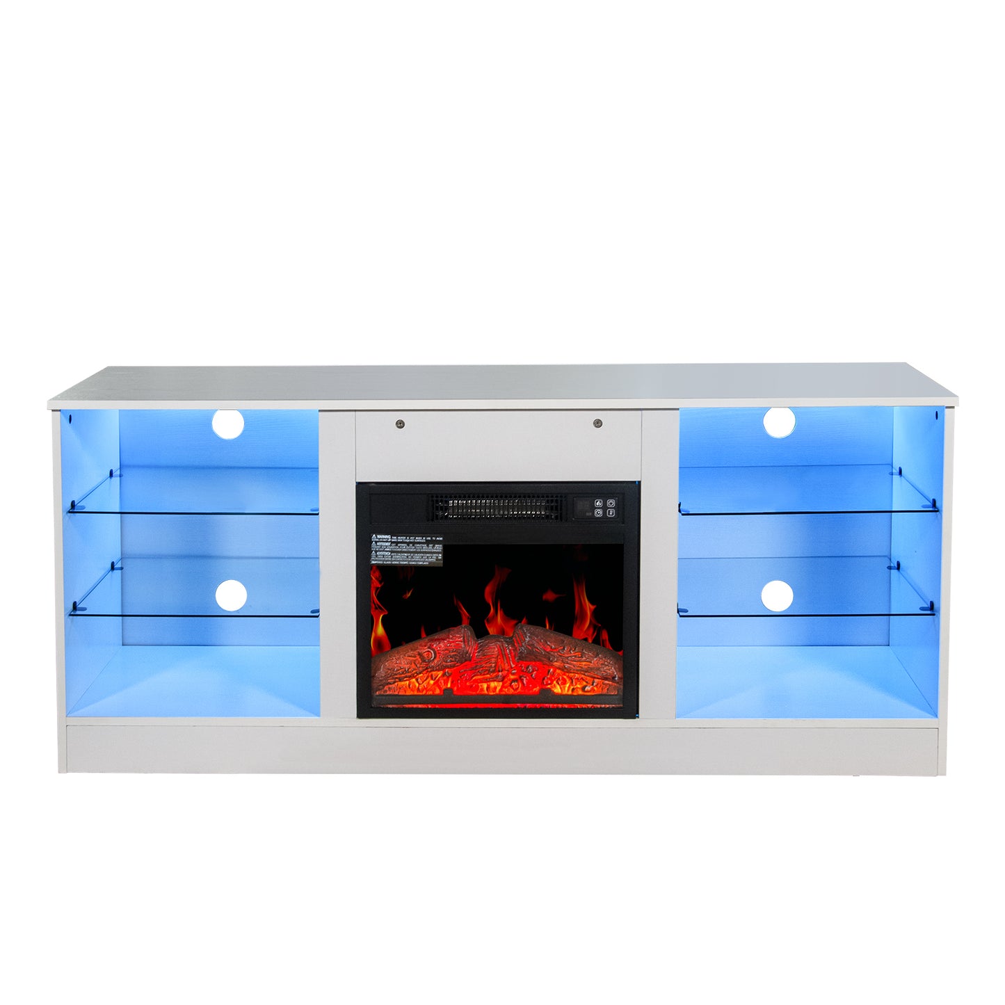 Cozy Fireplace TV Stand – Modern Entertainment Hub with Electric Heater and Storage