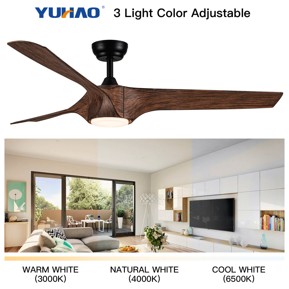 Chic Wood Grain LED Ceiling Fan