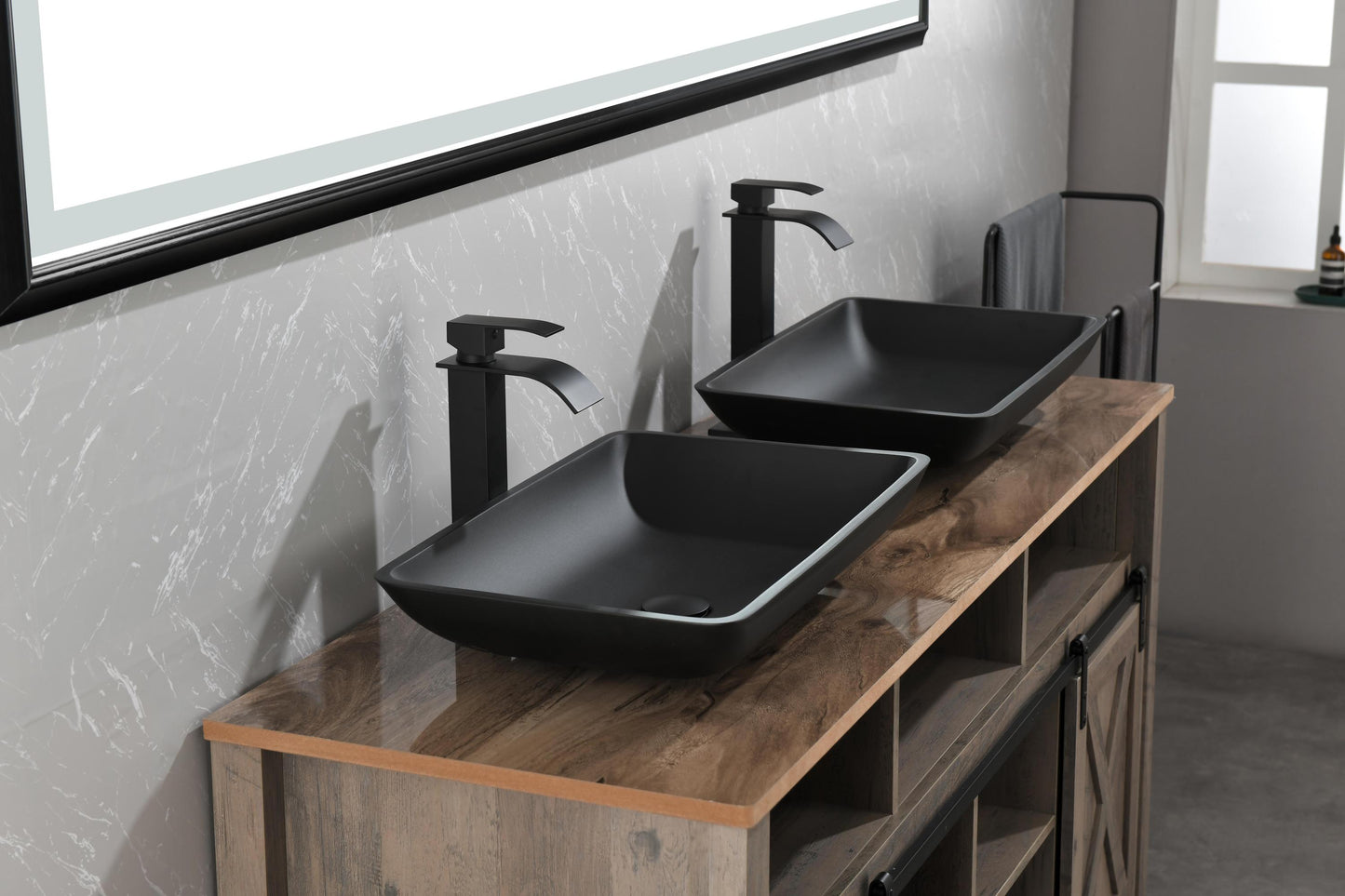 Sleek Black Vessel Sink Set