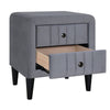 Velvet Gray Nightstand with Drawers