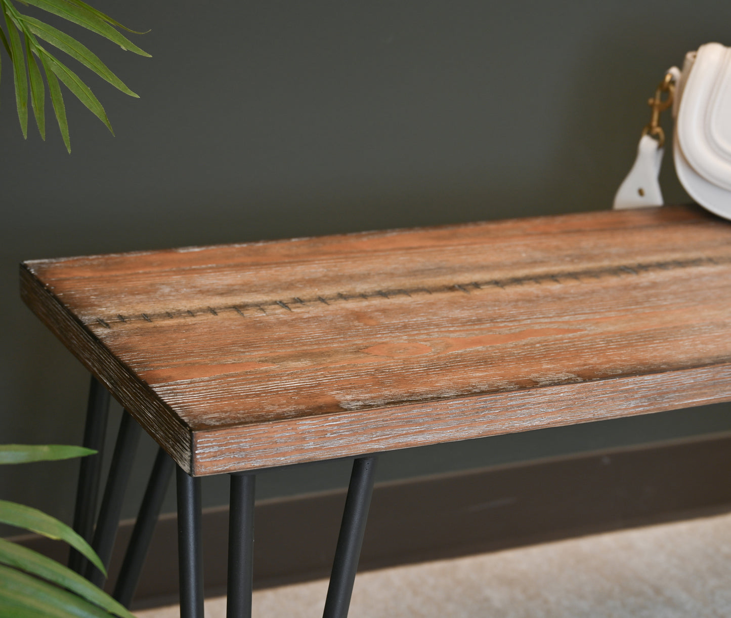 Rustic Dark Pine Dining Bench