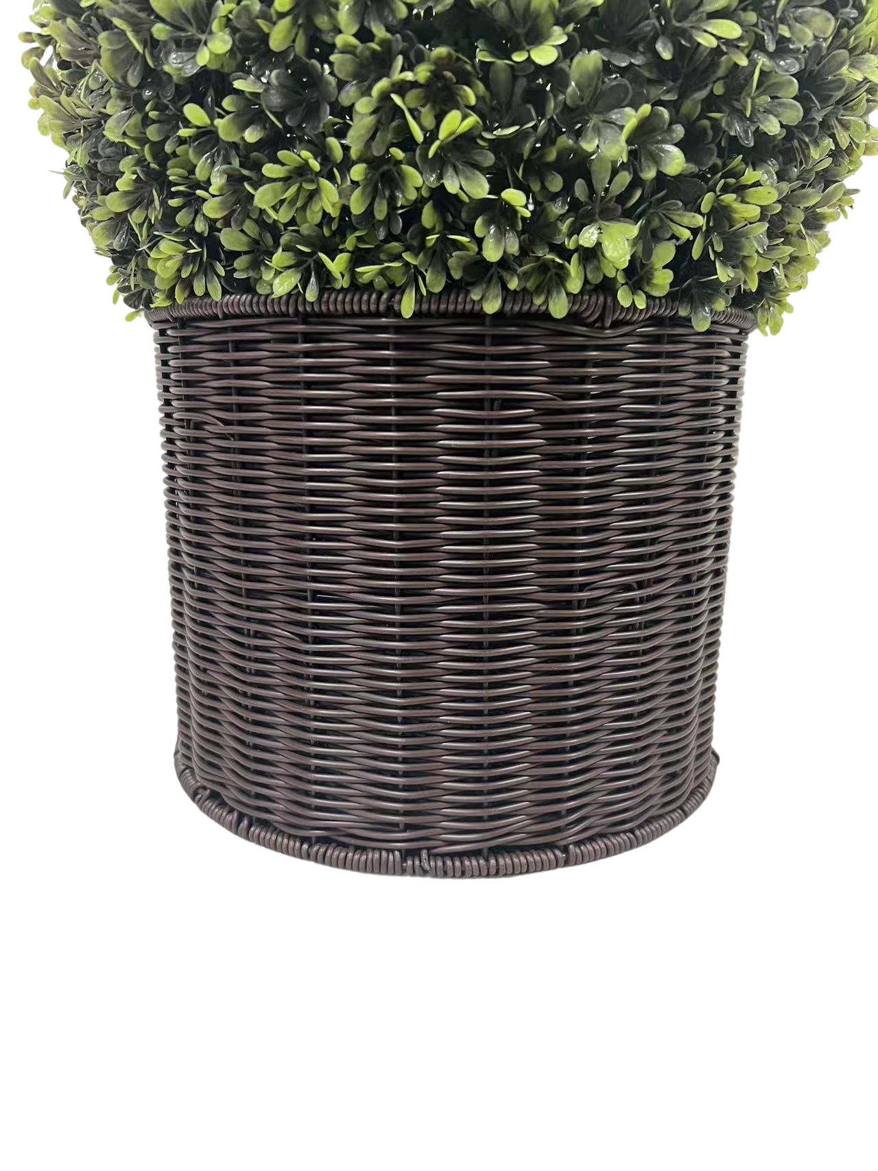 Charming Faux Ball Topiary in Woven Pot