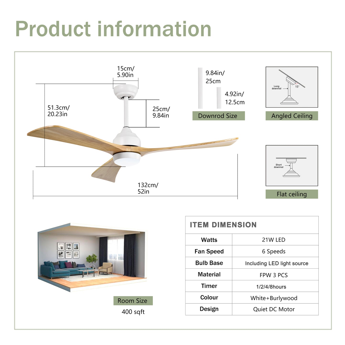 Cozy Breeze Ceiling Fan with Lights & Remote