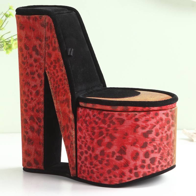 Chic Leopard Print Jewelry Box with Hidden Storage