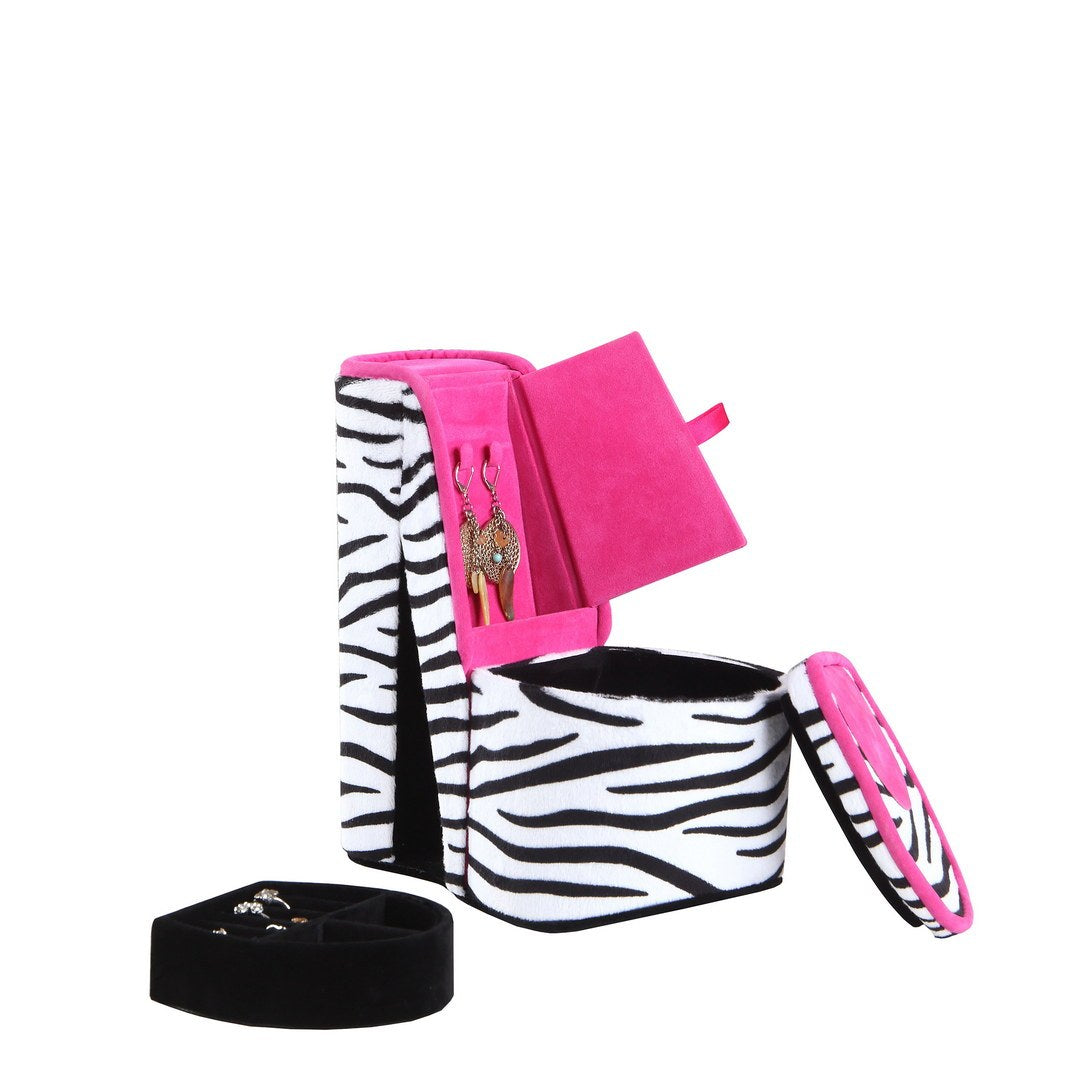 Chic Zebra Print Jewelry Box with Secret Compartment