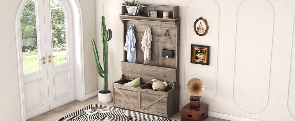 Chic Entryway Hall Tree with Storage Bench and Hooks