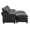 Cozy Black Chenille Sectional Sofa with Ottomans and USB Ports