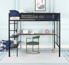 Lofted Metal Bed with Desk & Shelves