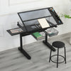 Versatile Hand-Crank Drafting Desk with Stool and Storage