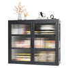 Chic Retro Wall Cabinet with Glass Doors and Shelves