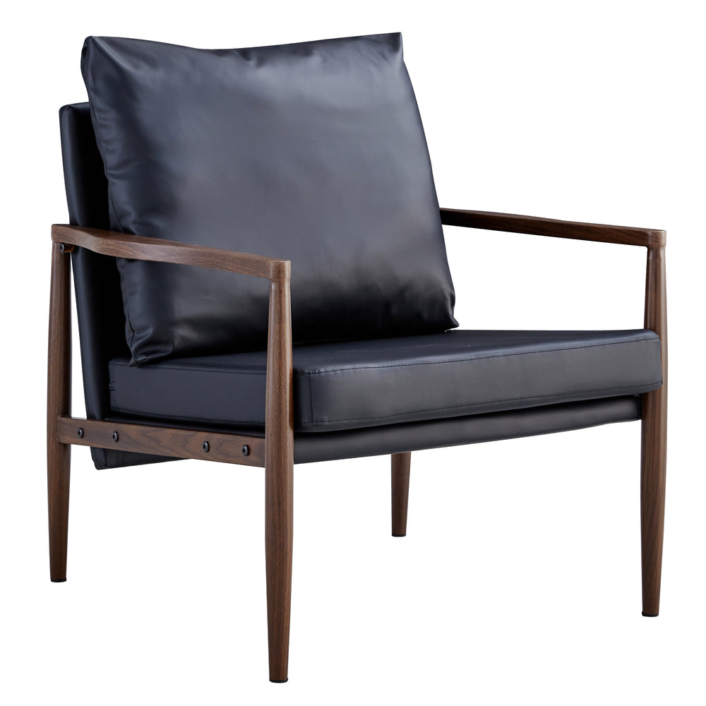 Chic Black Leather Accent Chair