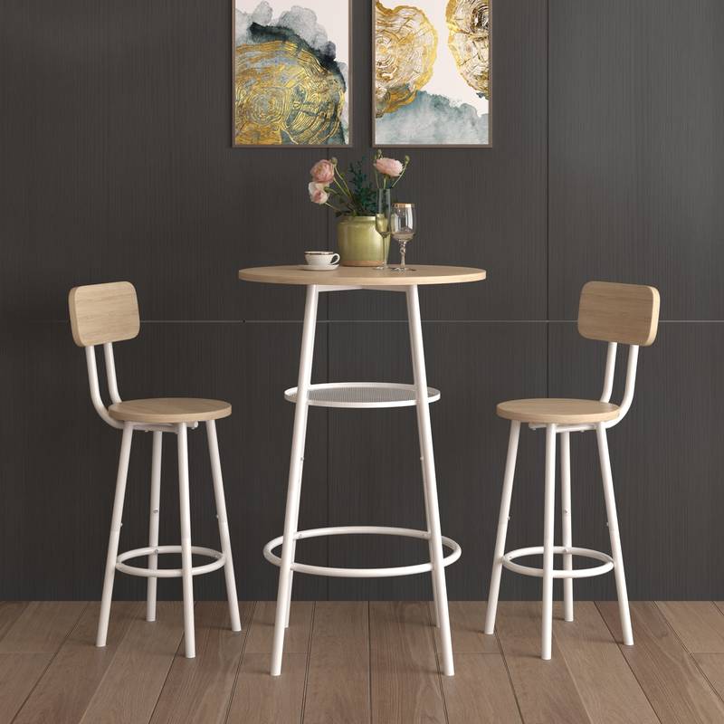 Chic Bar Set with Stylish Stools and Backrest