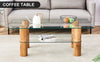 Sleek Dual-Layer Glass Coffee Table with Wooden Accents