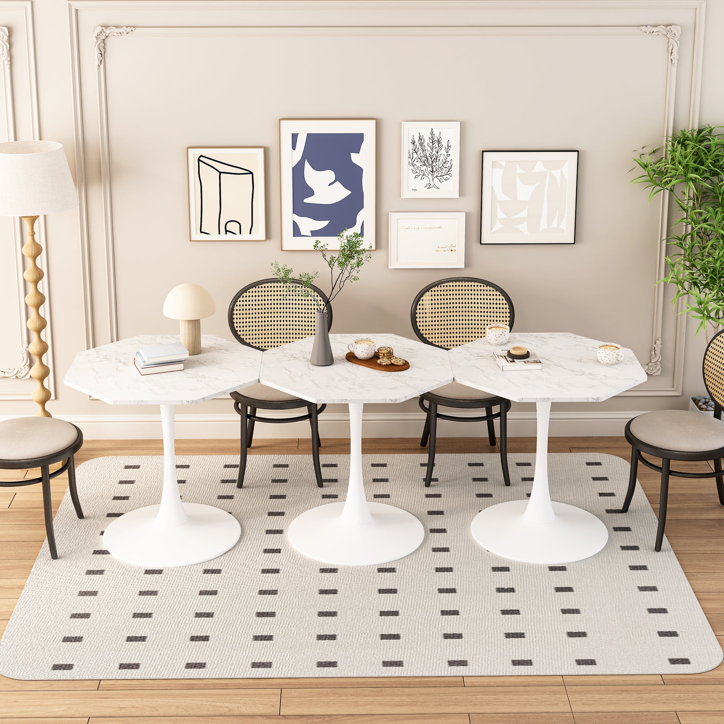 Chic Octagonal Coffee Table with Marble Top