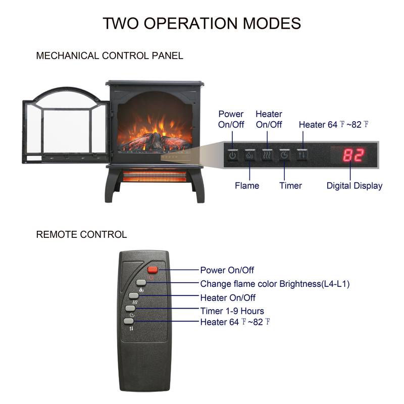 Cozy Glow 3D Electric Infrared Fireplace with Remote