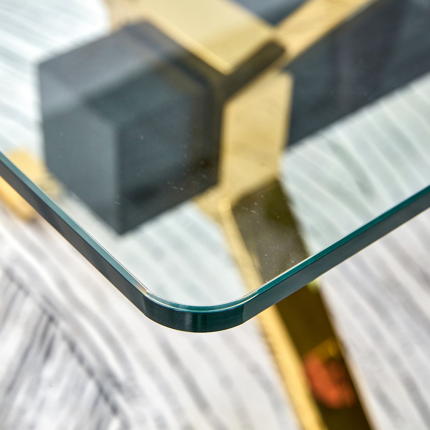 Chic Glass Dining Table with Gold Accents