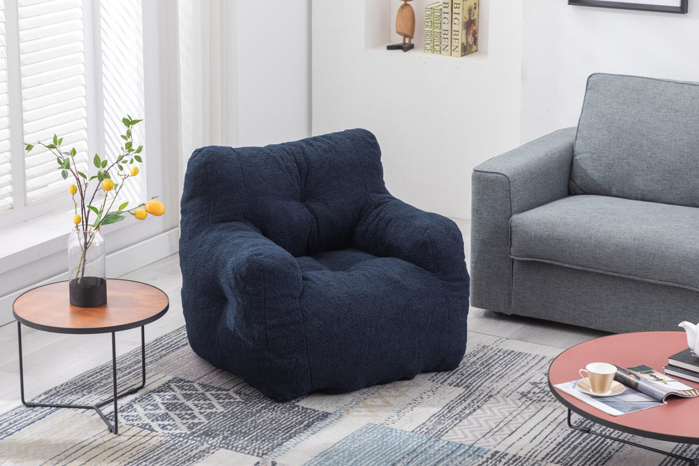 Cozy Teddy Bean Bag Chair in Dark Blue