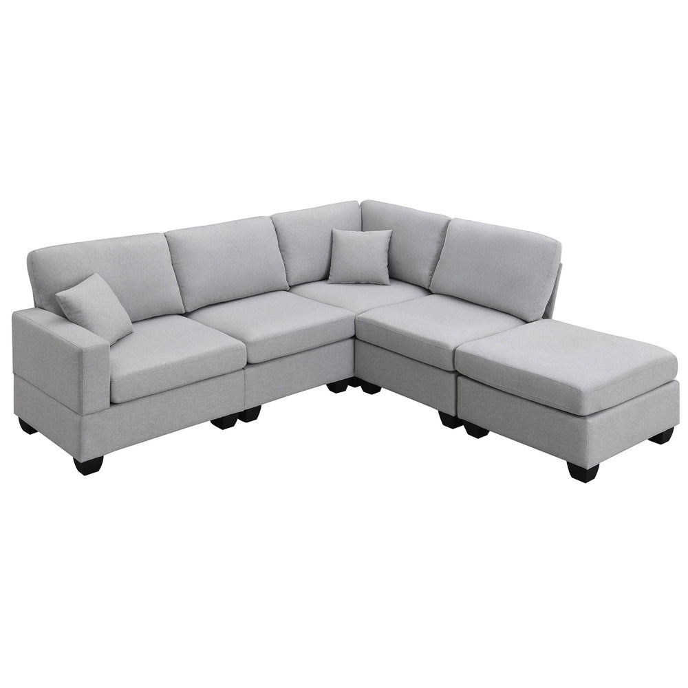 Chic Modular L-Shaped Sofa Set with Convertible Ottoman