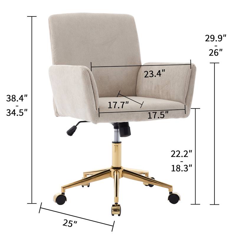 Creamy White Adjustable Corduroy Chair