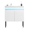 Sleek White Wall-Mounted Vanity with Sensor Light & Ample Storage