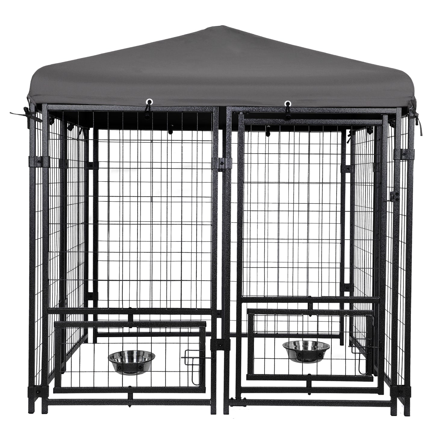 Ultimate Outdoor Dog Retreat: Sturdy, Waterproof Kennel with Lockable Roof & Feeding Bowls