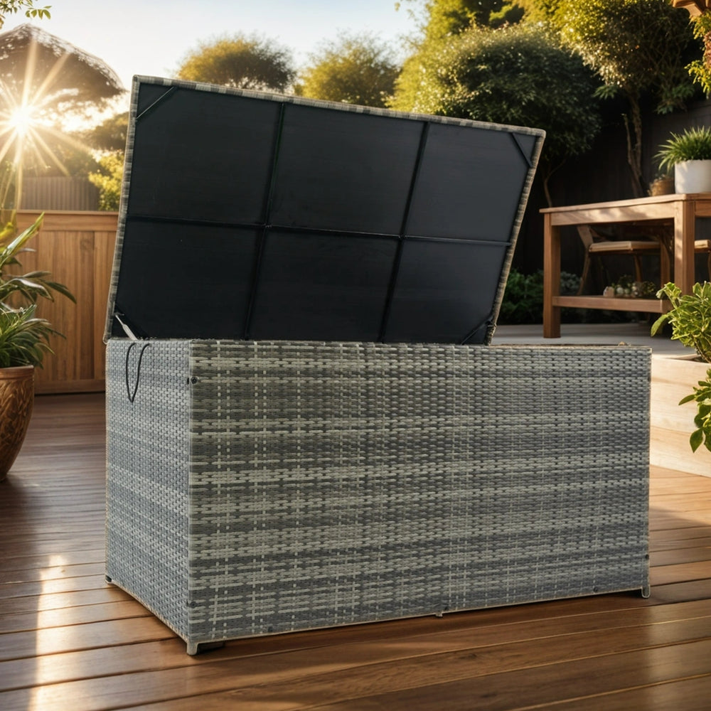 Wicker Patio Storage Box - Stylish Outdoor Organizer for Cushions, Toys, and More!