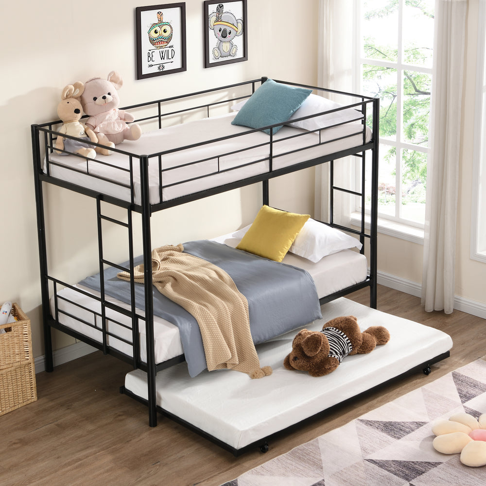 Black Metal Bunk Bed with Trundle Delight