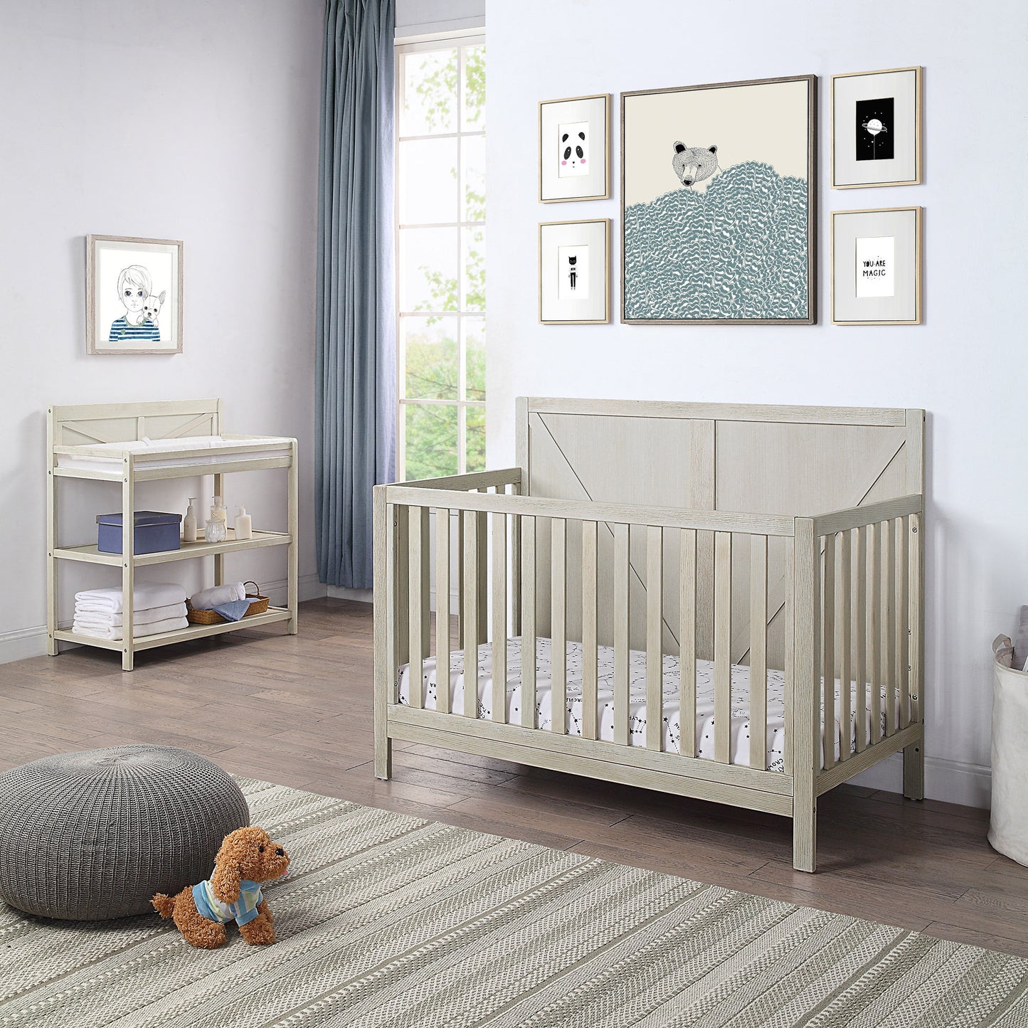 Cozy Convertible Crib in Washed Gray