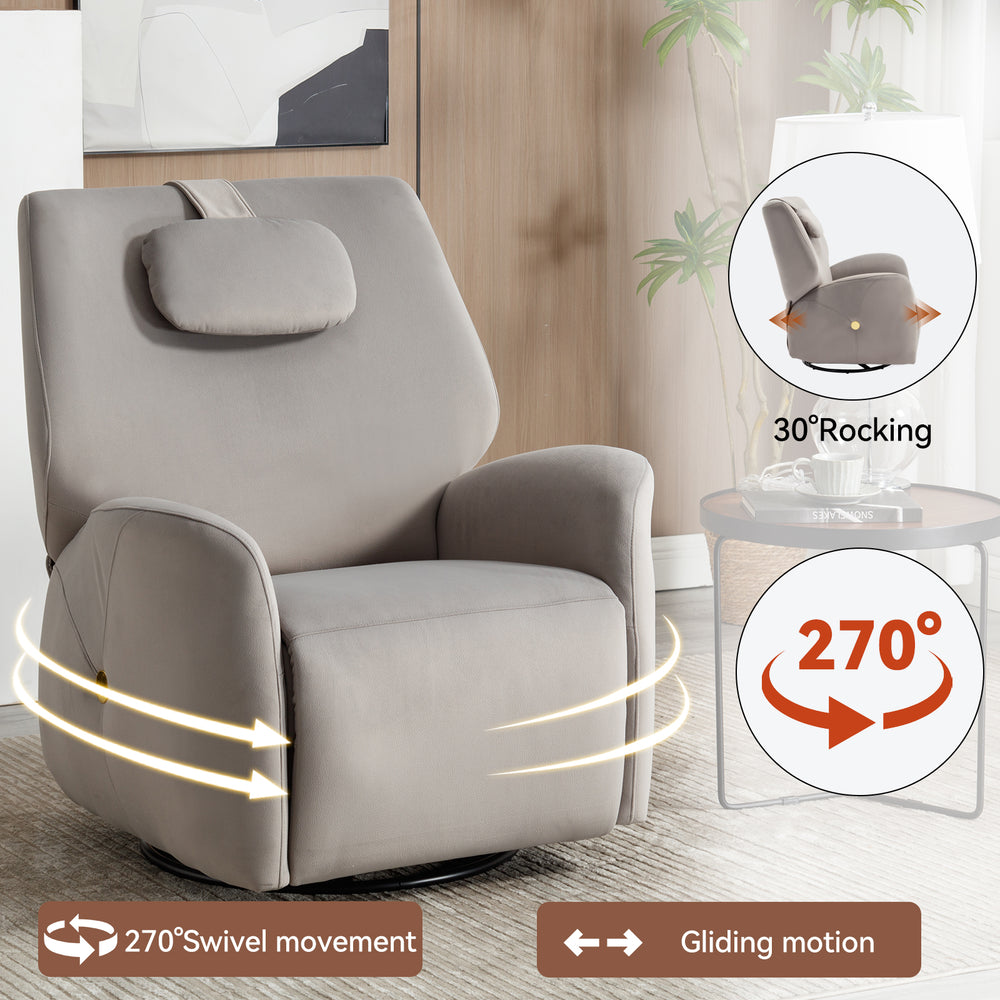 Cozy Luxe Recliner with Swivel and USB Charging