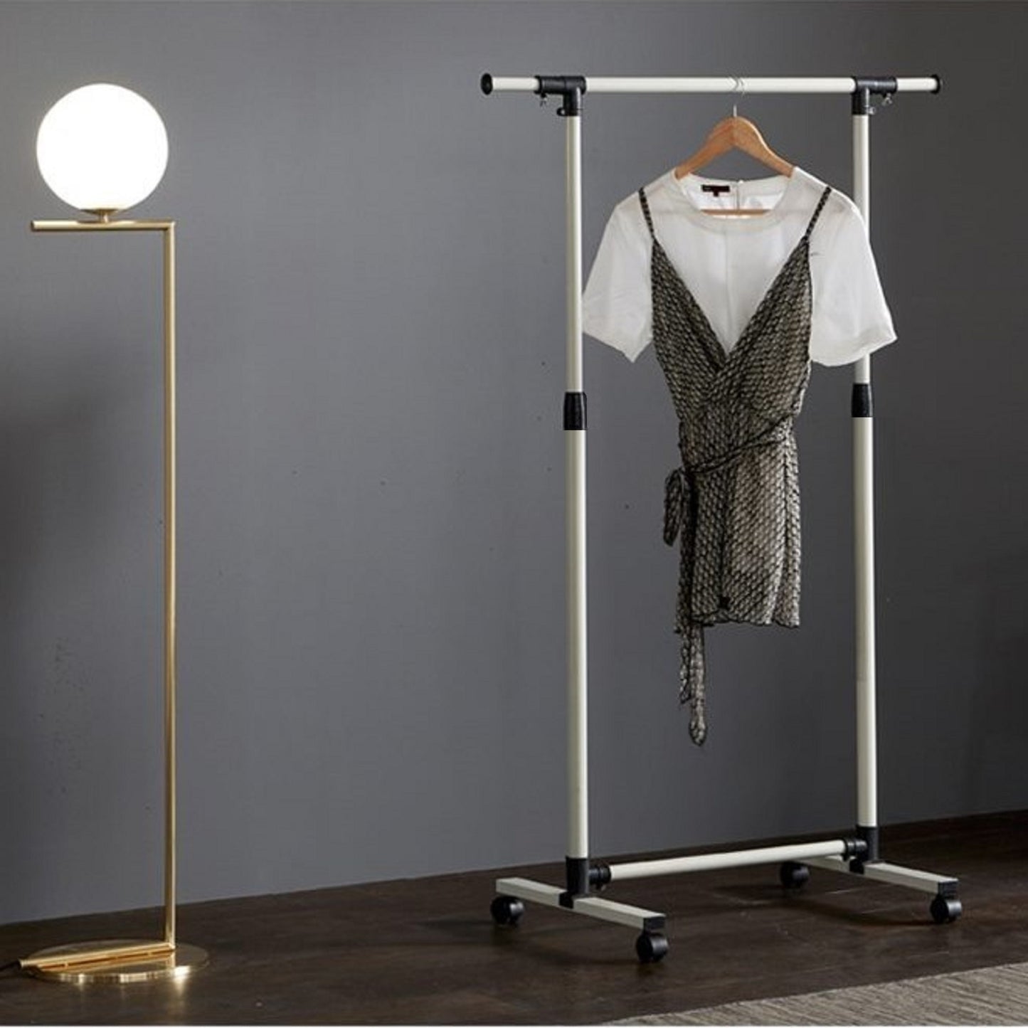 Rolling Clothes Rack with Shelves