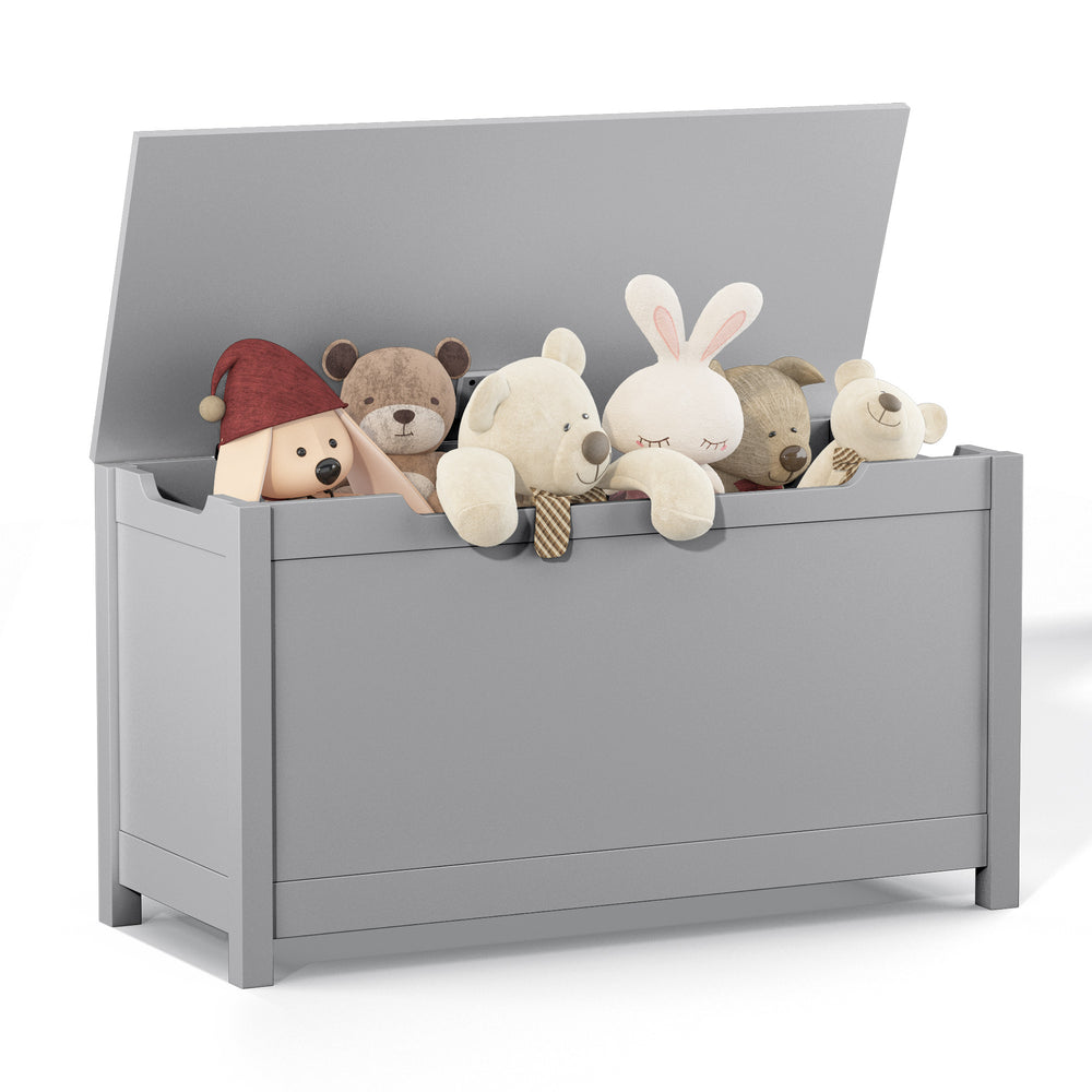 Cozy Kids Wooden Toy Chest with Safety Lid (Gray)