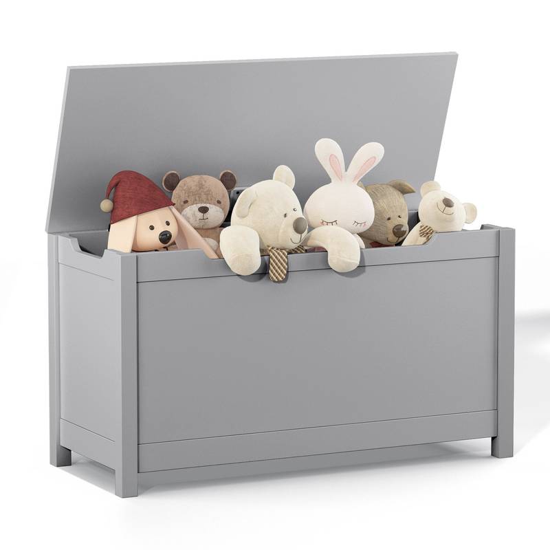 Cozy Kids Wooden Toy Chest with Safety Lid (Gray)