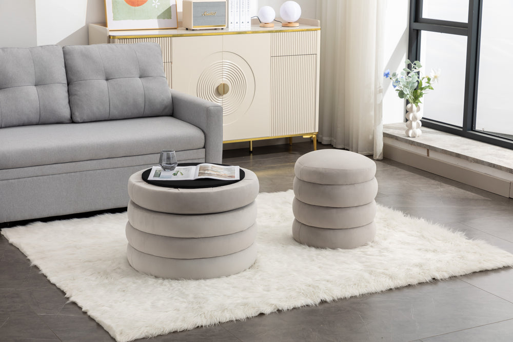 Elegant Ivory Storage Ottoman