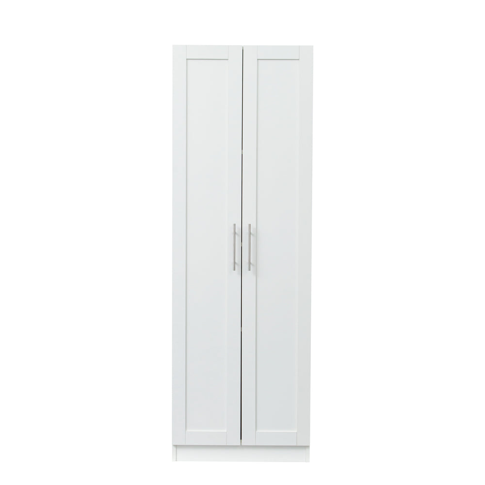 Stylish White Storage Cabinet with Dual Doors and Dividers