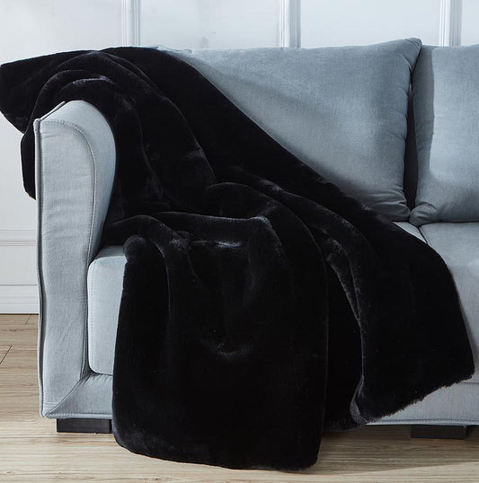 Cozy Luxe Chinchilla Throw Blanket