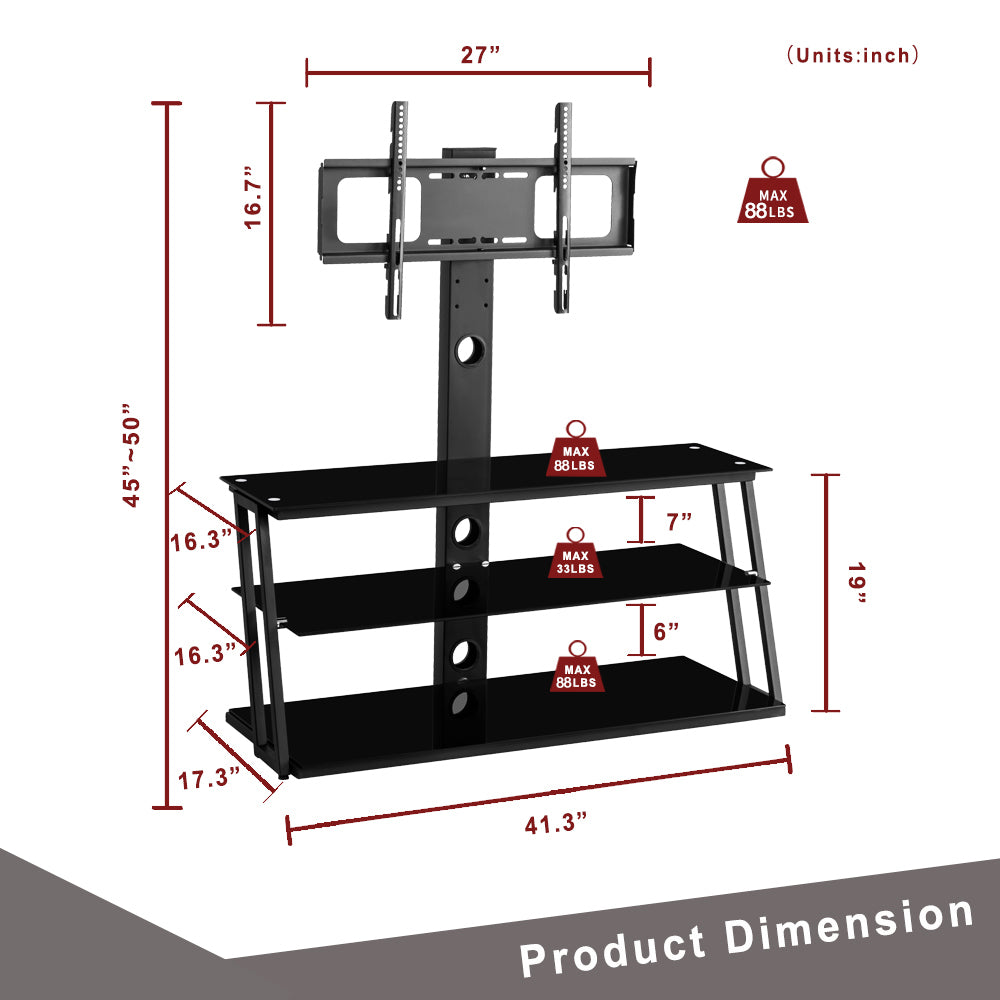 Sleek Adjustable Glass TV Stand