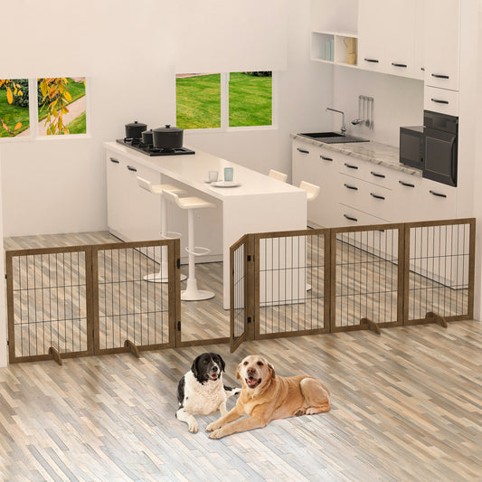 Flexible Dog Gate & Fence with Door - Stylish Indoor Barrier