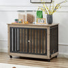 Chic Pet Crate Table with Feeding Station and Wheels