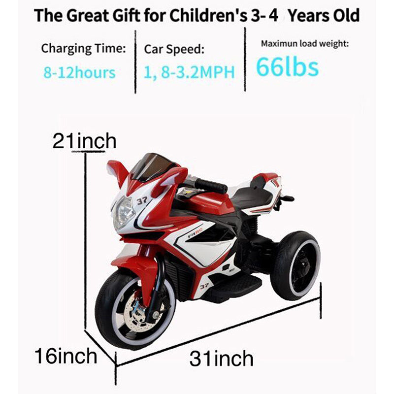 Red Electric Kid's Motorcycle Adventure