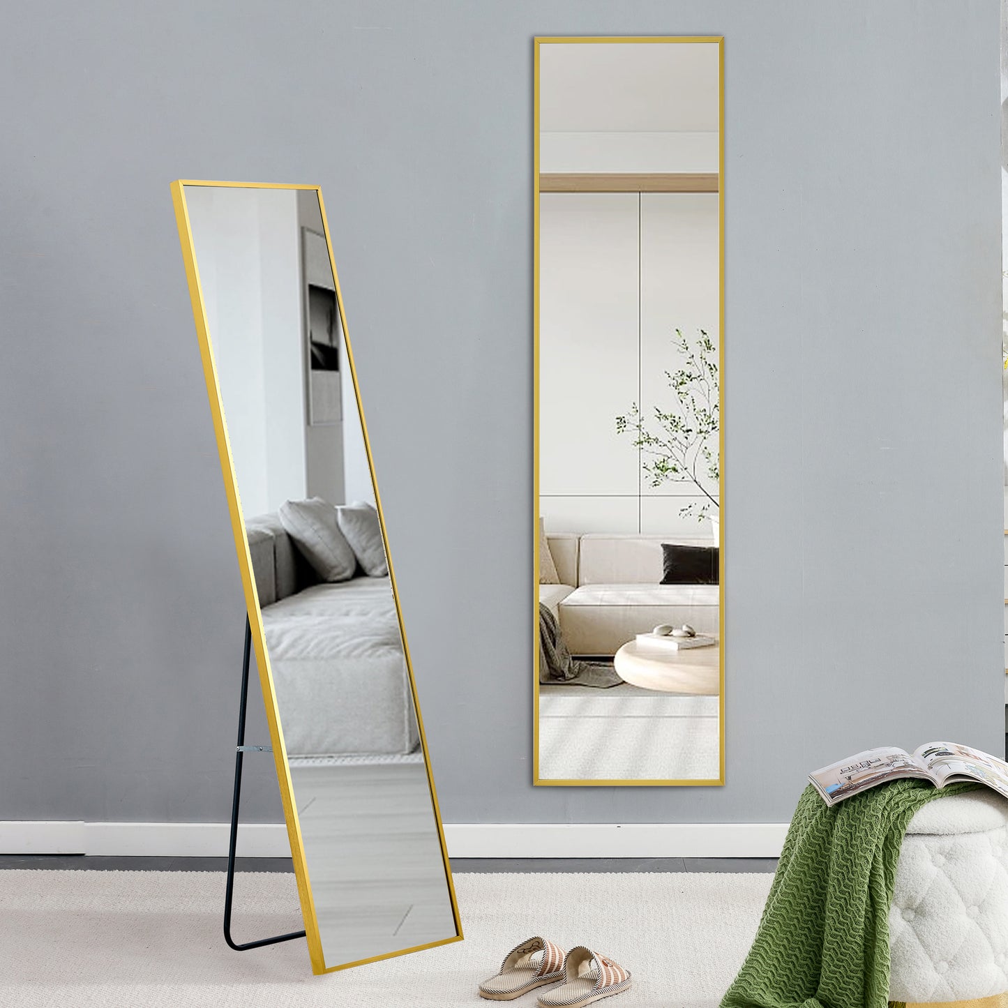 Sleek Golden Wall Mirror - Elevate Your Space!