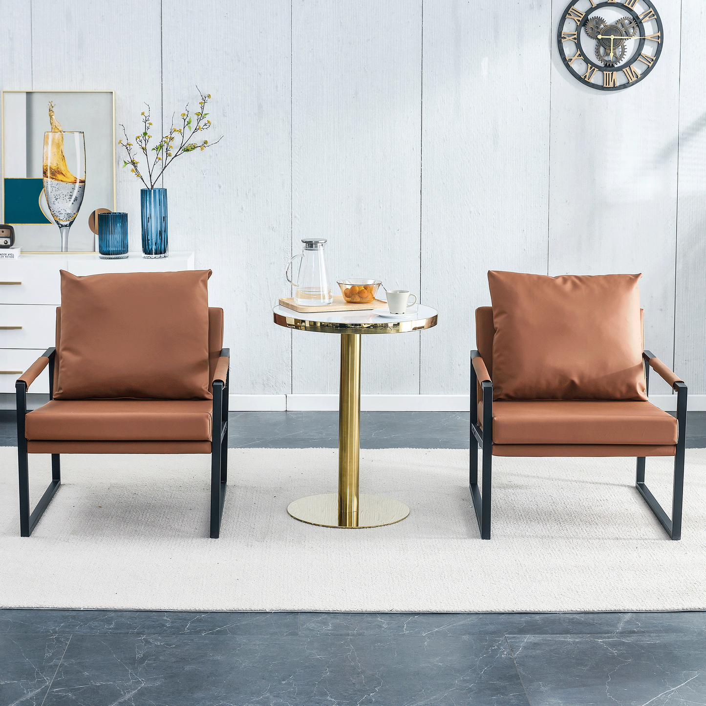 Chic Mid-Century PU Leather Armchair